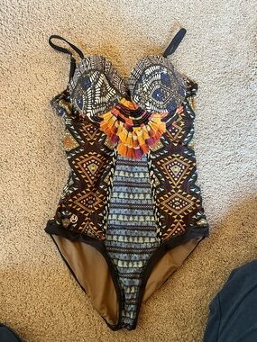 Maaji Multicolor Embroidered Tassel One-Piece Swimsuit